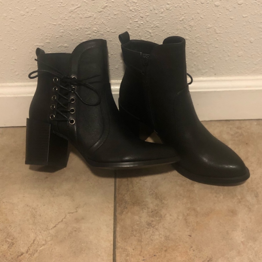 Black PU leather heel ankle booties - Picture 7 of 7